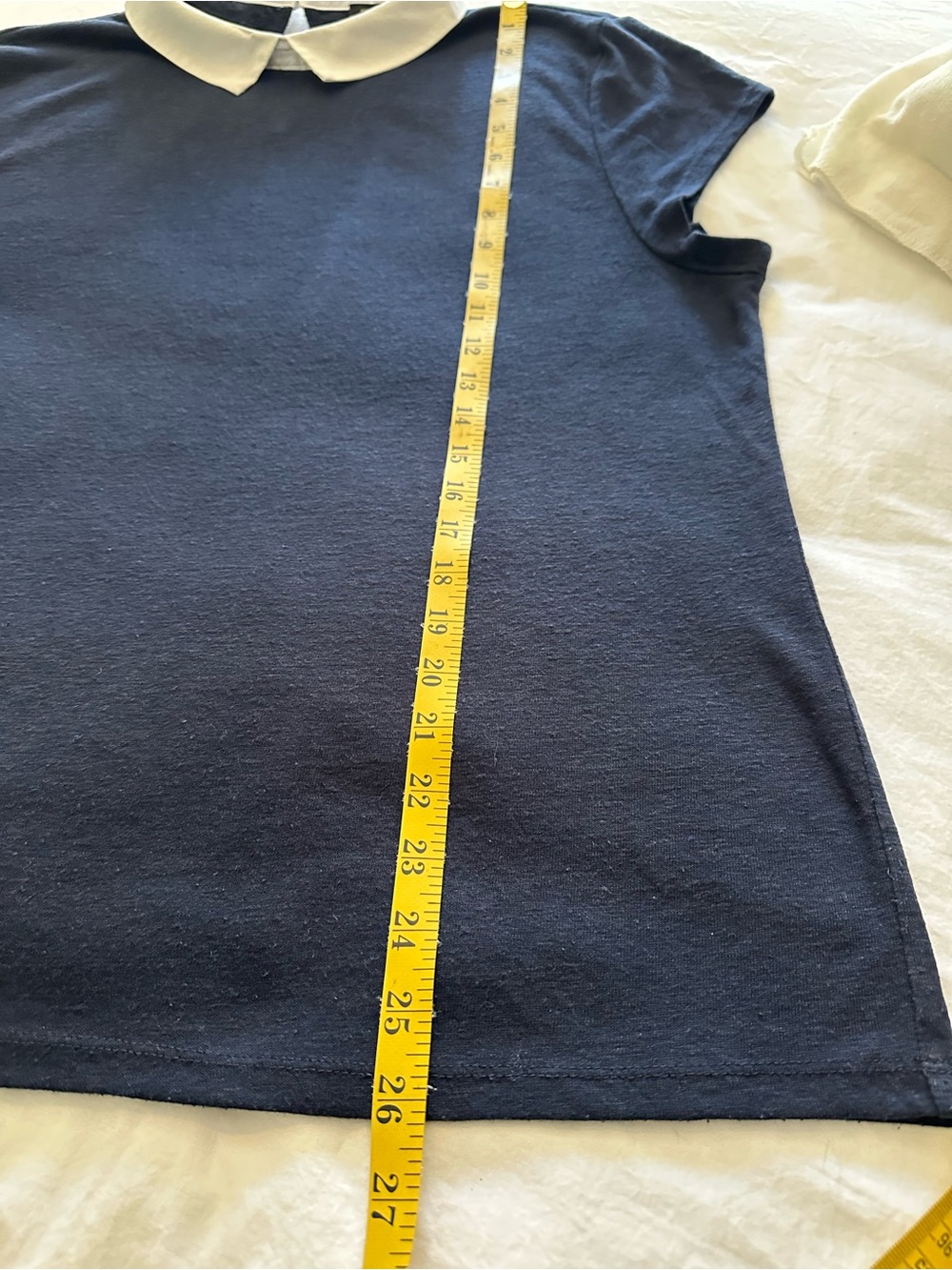 Ann Taylor Navy Tee with White Peter Pan Contrast Collar, size XL - Picture 7 of 9